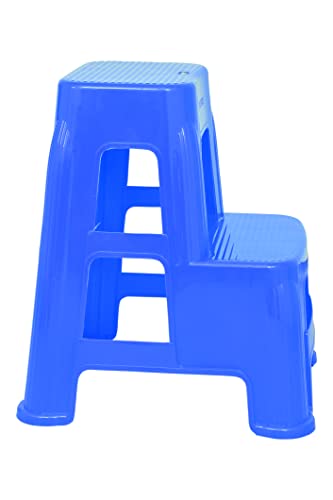 Image of Prima Plastic Durable Moulded Plastic Step Stool Non-Slip for Home & Garden with high Load Capacity. (Set of 1, Blue)