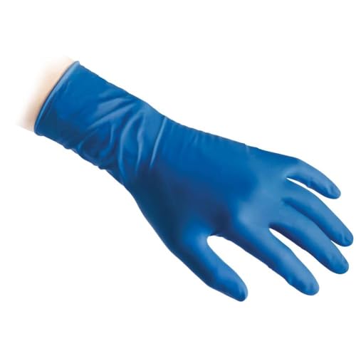 REFLEXX R98 200 500 Guanti in lattice BLU - ALTA RESISTENZA 18,5 GRAMMI - VARIE TAGLIE OFFERTA - POLSO LUNGO HIGH RISK OTTIMO PER IMPRESE DI PULIZIE (200 PEZZI, M)