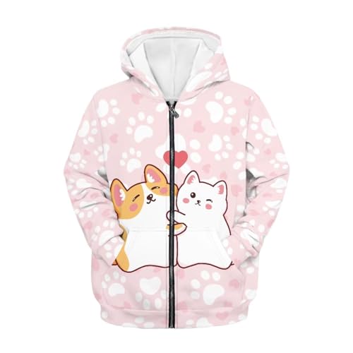 Image of Unisex Zipper Sweatshirt Boys Girls Hooded with 2 Pocket Pullover Hoodies for 6-16Y Kids
