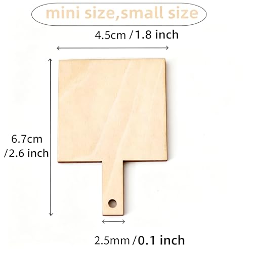 30 tablas de corte mini de madera con mango, tablas de corte en blanco sin terminar | Tabla de picar pequeña para cocina, decoración DIY y servir miniatura 2