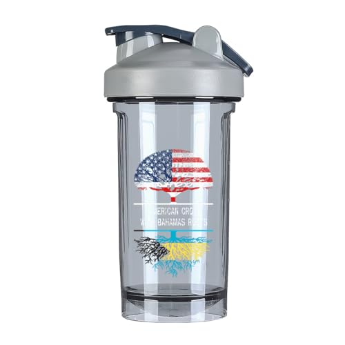 America Crown With Bahamas Roots 18 Ounce Shaker Cup,Fashion Theme Pattern Shaker Bottle Leak-proof Workout Shake Bottles 500ML/18 oz Perfect for Pre Workout