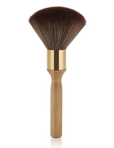 Neck Duster, Large Hair Cutting Neck Duster Brush Long Handle Broken Hair Sweep Brush Soft Neck Face Cleaning Hairbrush Barber Accessories for Salon or Home Use(Wooden)