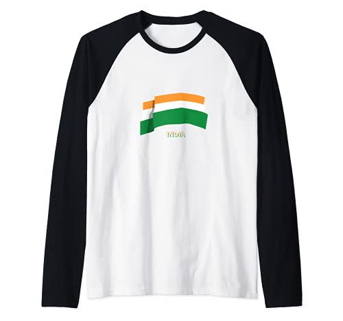 Flag India Raglan Baseball Tee, Black