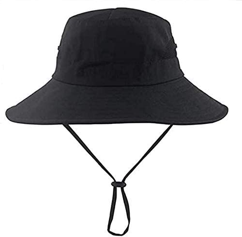 Image of Womens Summer Sun-Hat Outdoor UV Protection Fishing Hat Wide Brim Foldable-Beach-Bucket-Hat with Ponytail-Hole