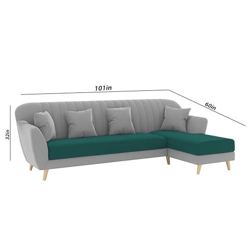 Image of Atticus RHS 6 Seater L Shape Sofa Set for Living Room (Pine Grey Fabric) Premium Fabric Sofa Set