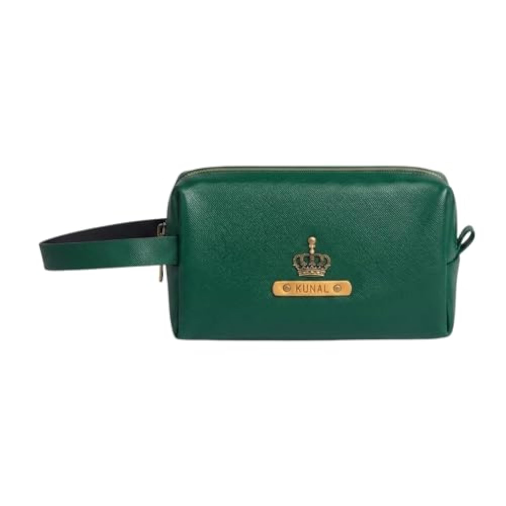 Personalised Large Synthetic Leather Vanity Pouch with Custom Name Plate