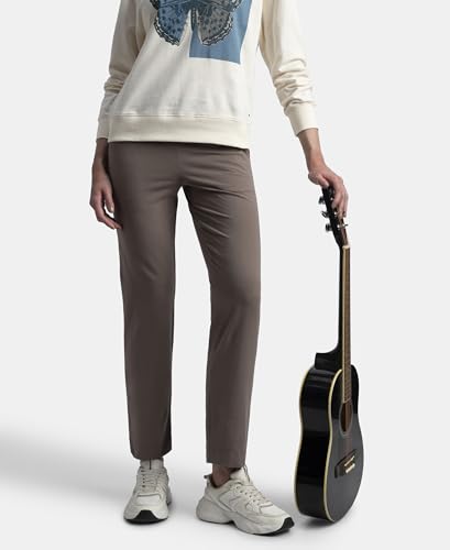 Image of Jockey 1302 Women's Super Combed Cotton Elastane Stretch Relaxed Fit Trackpants with Side Pockets