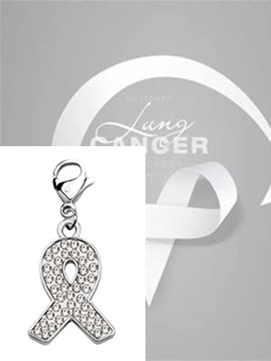 Image of CHOORO White Lung Cancer Ribbon Awareness White Ribbon Zipper Lung Cancer Survivor Gift
