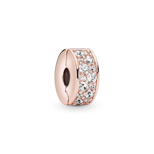 Pandora Clear Pavé Clip Charm - Gift for Her - Compatible Moments - With Gift Box Rose with Cubic Zirconia2