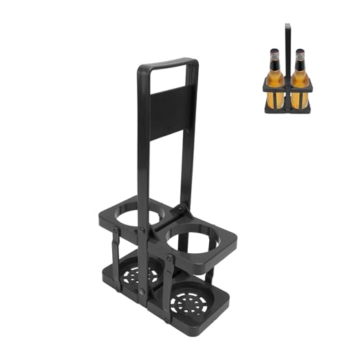 Reusable Drink Carrier, Foldable Beer Caddy Beverage Delivery Holder Plastic Coffee Wine Rack Basket for Grubhub Doordash Postmates Drivers, Catering, Restaurant(Black)
