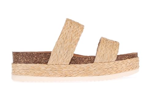 Image of Women'S Wide Foot Platform Sandals Slides Espadrilles Sandals Flatform Slippers Casual Platform Slides for Women Wide Foot Footbed Open Toe Wedges Sandals