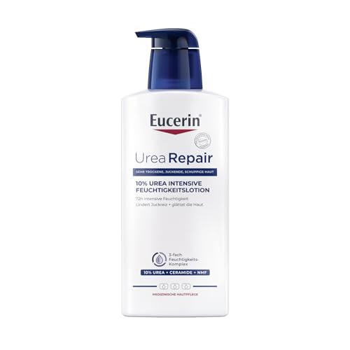 Eucerin UreaRepair 10 % Urea Intensive Feuchtigkeitslotion 400 ml, Körpercreme spendet 72h intensive Feuchtigkeit für raue, trockene Haut, Hautpflege mit Urea und Ceramiden lindert Juckreiz