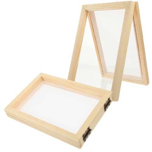 DOITOOL Wooden Papermaking Screen DIY Paper Frame Papermaking Kit for Boys and Girls 2pcs