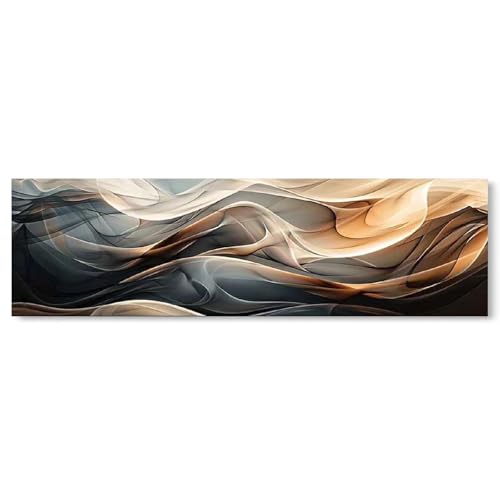 18meng Art Cuadros Abstractos en Lienzo 150x50 cm 1 Pieza Vintage XXL Imágenes en Lienzo Cuadro de Pared Decoración de Pared en Oro Negro Arte Impreso en Lienzo para el Salón Sin Marco