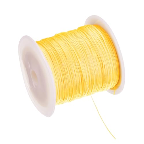 Rebower 0.4mm Nylon String for Bracelets, 153 Yard Nylon Satin String Cord Beading Thread [ for Jewelry Making Bracelet Necklaces DIY Craft] - Gold Yellow