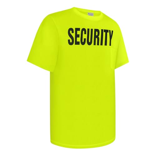 Uno Mejor Security Shirts for Men Safety Work Shirt for Security Guard Front Back Print T Shirts for Men Supermarket School ABDX-Yellow XL