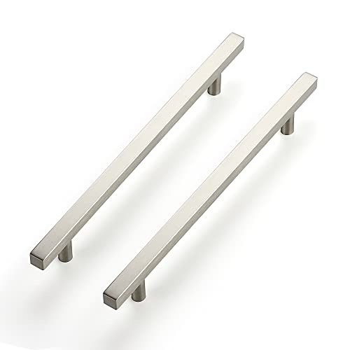 Image of Ravinte 10 Pack 10 inch Square Cabinet Pulls Brushed Nickel Stainless Steel Kitchen Cupboard Dresser Handles Cabinet Handles 10 inch Length, 7-1 /2 inch Hole Center