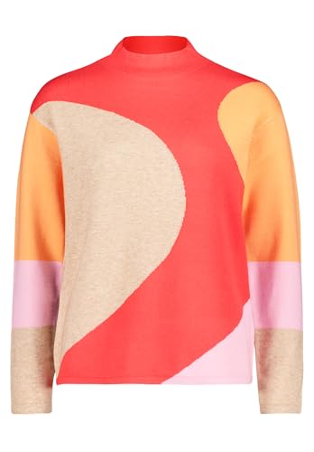 Betty Barclay Damen Strickpullover mit Intarsie 48, Patch Red/Beige