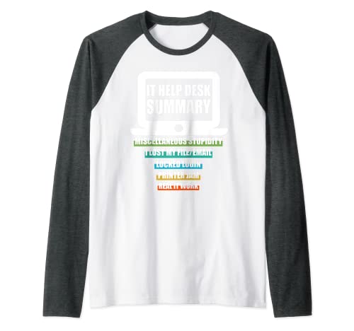 Divertido TI Ayuda a la mesa Technical Support Helpdesk Comp Camiseta Manga Raglan