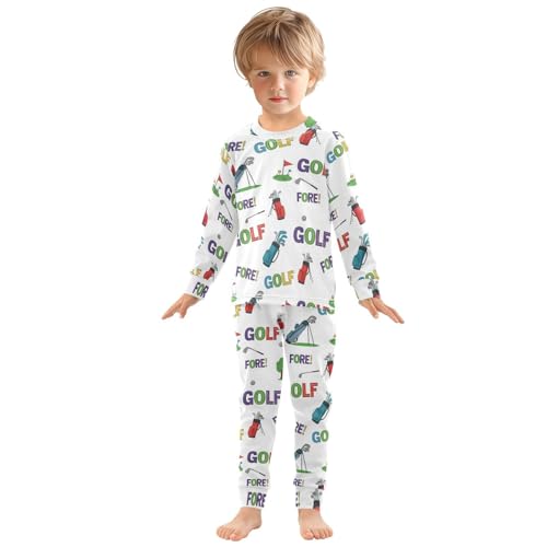 Pajama Sets Long Sleeve Golf Themed Pattern Prints Soft Comfy Sleepwear 2 Piece PJS 3-8T2