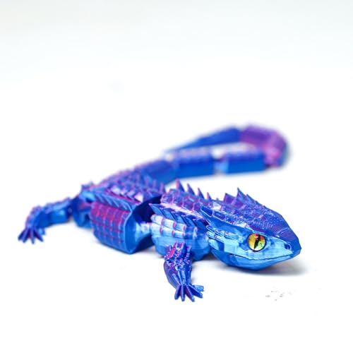 3D Printed Lizard Fidget Toy Mini,11” Cute Crocodile Animal,Small Flexible Gecko Realistic,Little Skeleton Action Figure,Cool 3-D Printer Stuff Cheap Figurines,Articulated Tiny Dragon Gifts (RB)