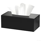 Pancosmy Acryl Taschentücherbox, Mattschwarz Kosmetiktücherbox mit Magnetabdeckung für Standard Taschentücher Stilvoller Taschentuchspender für Bad, Wohnzimmer, Büro & Auto - 25x13x9 cm