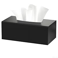 Pancosmy Acryl Taschentücherbox, Mattschwarz Kosmetiktücherbox mit Magnetabdeckung für Standard Taschentücher Stilvoller Taschentuchspender für Bad, Wohnzimmer, Büro & Auto - 25x13x9 cm