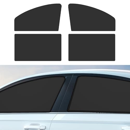 QQWD 4 PCS Car Side Window Sun Shades, Foldable Sun Shade for Car Window Baby, Strong-Light Blocking & UV Protection Privacy Covers, Summer Essentials Accessory for Camping, Sleeping (Black)