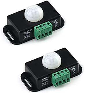 QWORK Body Infrared Light Switch, 12V/24V PIR Motion Sensor Switch for LED Light Strip Automatic, 2 Pack