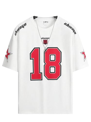 Image of SXV STYLE Chicago Sports Jersey, Number 18, Black with Red Graphics, Short Sleeve T-Shirt