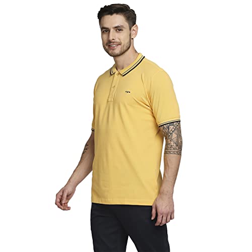 Image of Colorplus Men's Cotton Blend Solid Pattern Tailored Fit Polo Neck Half Sleeve Casual T-Shirt