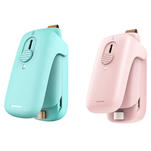 Osmond 2 Piezas Mini Sellador de Bolsas 2 en 1 Sellador de Bolsas de Mano Sellador Térmico y Cortador Portátil para Bocadillos Bolsa de Plástico Almacenamiento de Alimentos