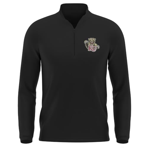 Campus Lab Kutztown University Adult Men's Active Sport 1/4 Zip Pullover Left Chest Logo, Black, XX-Large