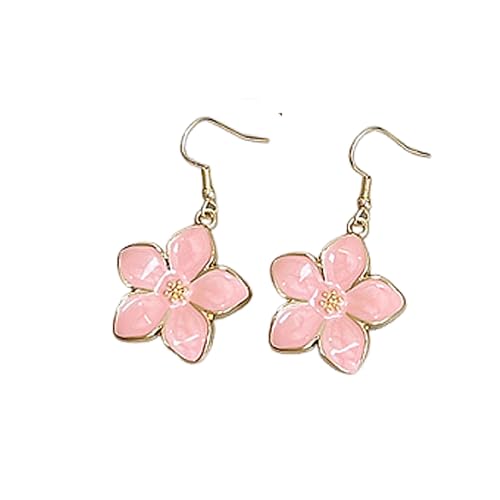 Sweet Cherry Blossom Flower Dangle Earrings Multicolor Enamel Drop Earrings for Women Jewelry-2.5mm Pink