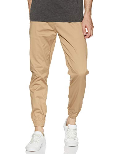 Image of Amazon Brand - Symbol Men's Slim Fit Cotton Joggers (AW17TRS-08-10 Lucky Beige 32W x 29L)