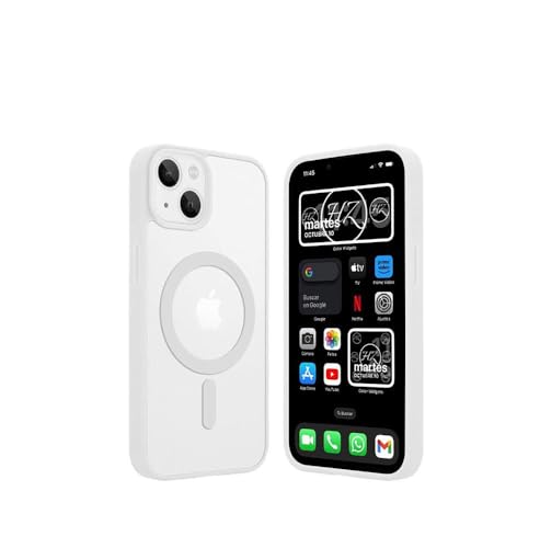Coque magnétique iPhone 14 Plus antichoc blanche anti-jaunissement
