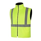 Uno Mejor Winter Reflective Work Vest for Men Women, Hi Vis Reversilble Safety Vest with Fleece Inner, High Visibility, Wind Resistant, Waterproof, ANSI Compliant, Yellow, S