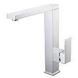 Asyas Modern Kitchen Sink Faucet Mixer Single Hole Chrome Brass Taps With Swivel High Arc Square Spo