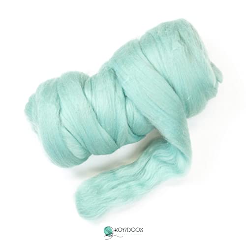 Kondoos Colored Natural Wool Roving, 8 Oz. Best Wool For Needle Felting, Wet Felting, Handcrafts And Spinning. (Acqua) #TOP1