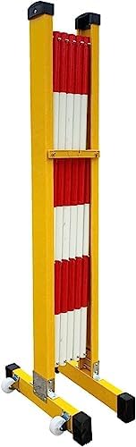 Mobile Folding Traffic Fence, Insulated Retractable Bcade with Wheels, Portable Crowd Control BER (Yellow & Red, 1.2x4m)