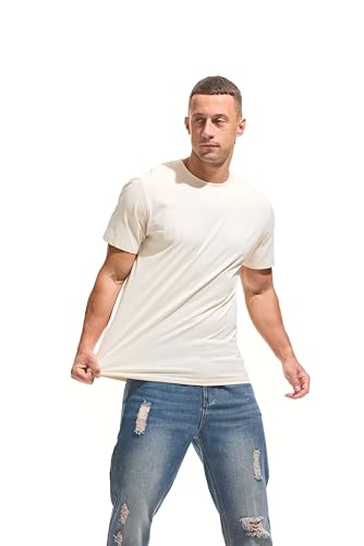 VEIISAR Men's Midweight Crew Neck T-Shirt - 210GSM Soft Cotton Blend, Regular Fit for Cooling Comfort4