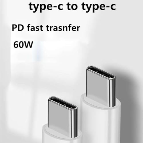 Image of Umake USB Type-C to Type-C Fast Charging Cable 1M, 60W PD & QC 3.0 Fast Charging, 480Mbps High-Speed Data Transfer, Compatible with Vivo Smartphones, Tablets & USB-C Devices, White (BIS Certified)