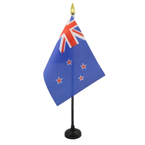 AZ FLAG - Tischflagge Neuseeland - 15x10 cm Goldene Splitze - Neuseeländische Tischfahne 10 x 15 Cm - Flaggen