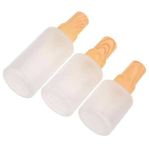 GOOHOCHY Botellas Pulverizadoras de Vidrio con Tapa de Diseño Madera, Capacidad 20 Ml 30 Ml 40 Ml, Recargables y Ligeras, Ideales para Viajes y Cosméticos, Pack de 3 Varios estilos