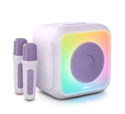 Enceinte Karaoke avec 2 micros sans fil et effets lumineux LED multicolores