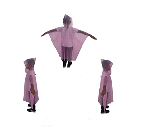 Start and Drive Ltd Disposable Rain Coats Ponchos Kids Raincoat Waterproof Lightweight kid Poncho for Children Boys & Girls (Kids Pink) 6-12