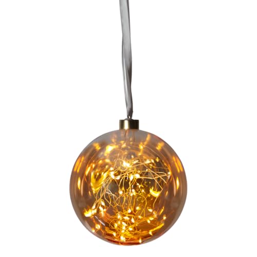 Star Trading LED Glaskugel 15 cm - Bernsteinfarben mit 40 Dew Drops