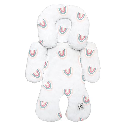 Image of NAP Baby Infant Car Seat Insert with Head and Body Support - 100% Cotton - Soft and Stylish Carseat Head Support for Newborn and Baby - Car Seat Headrest for Stroller, Swing, Bouncer - Rainbows