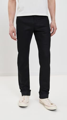 Naked & Famous Denim Men's Weird Guy Tapered Fit Jeans in Black Cobra Stretch Selvedge2
