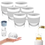 Beyond Draw Ice Ball Mold, Beyondraw Ice Maker,Food Grade Stackable Slow Melting DIY Ice Ball for Cocktail Whiskey, Whiskey Ice Cubes Mold, 2.5 Inch Big Ice Spheres (6, White)